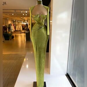 Custom Black Velvet Gown with rhinestone details